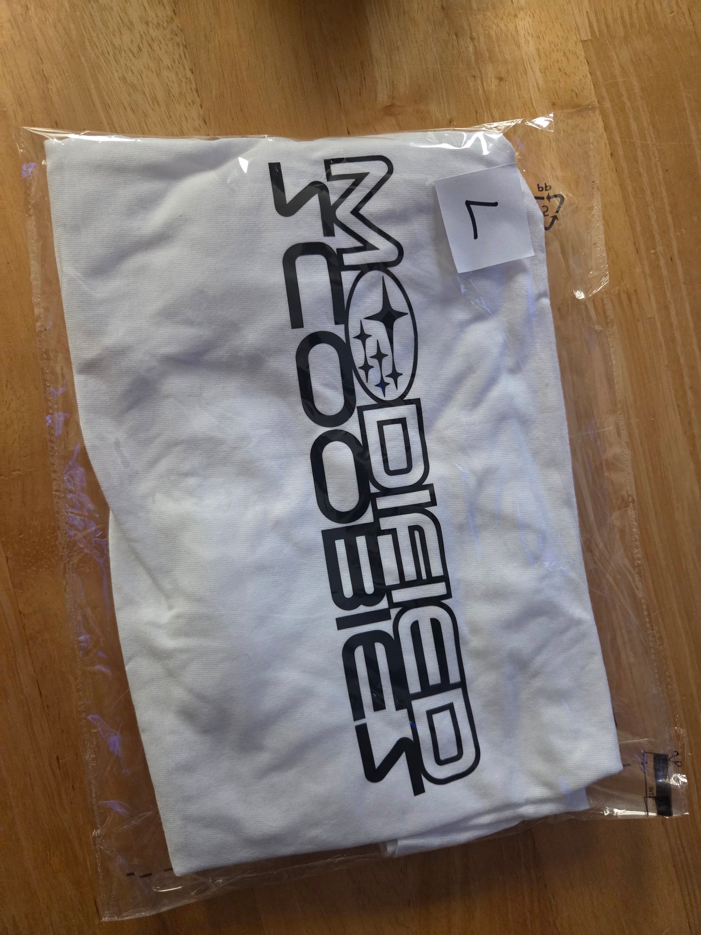 White with Black Logo Tshirt L