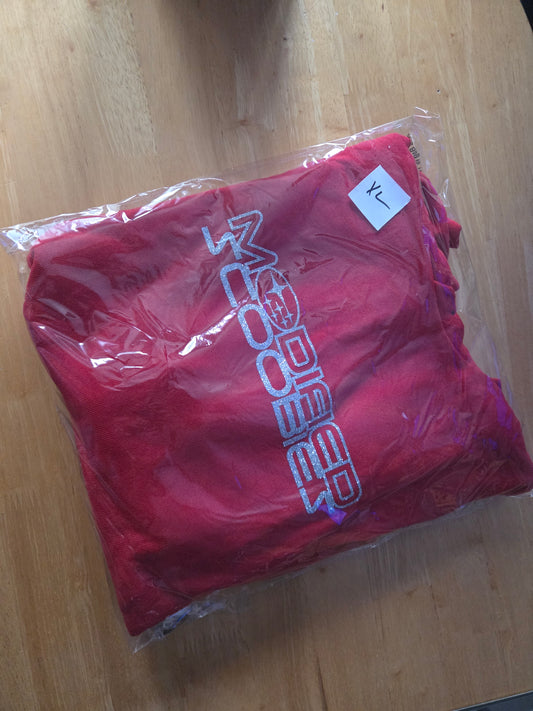 Red with Glitter silver Logo Hoodie XL